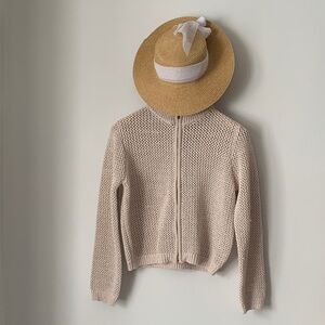 Women Elegant Greige Cream Knit Cardigan
